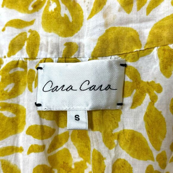 Cara Cara Ruffle Hem Mini Dress Women’s Small Yellow Cotton Resort Vacation Wear - Picture 8 of 12